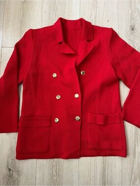 Vintage Red Double-Breasted Blazer (Fits Like M/L)